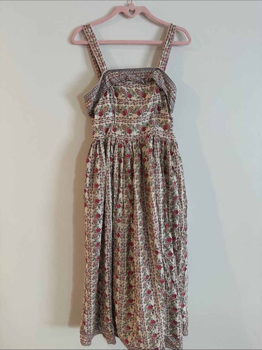 Max Studio Cream Floral Sundress with Pink Rose Print